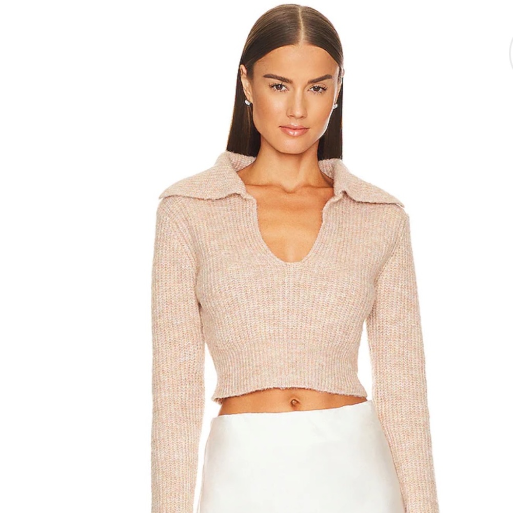 Marianna Hewitt Carly Deep V Sweater in Blush Nude